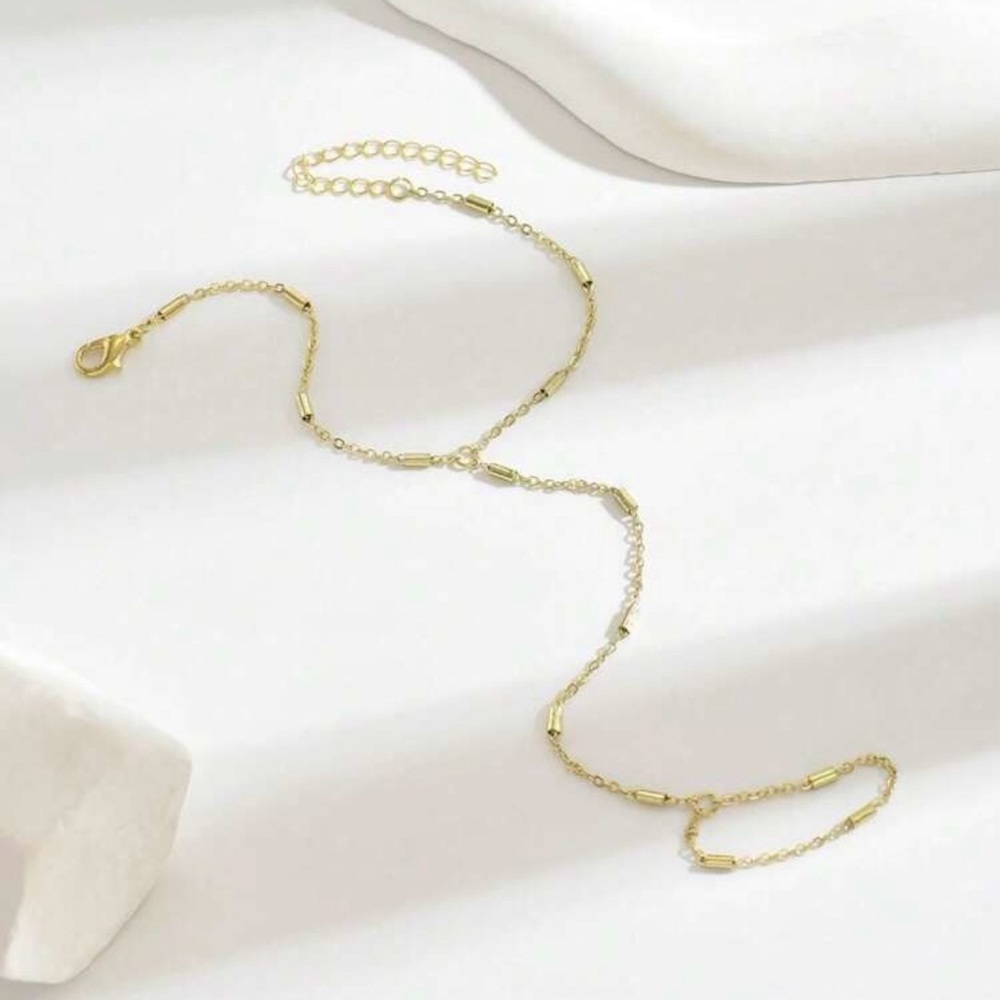 Gold Tone Hand Chain Bracelet - Picture 3 of 5